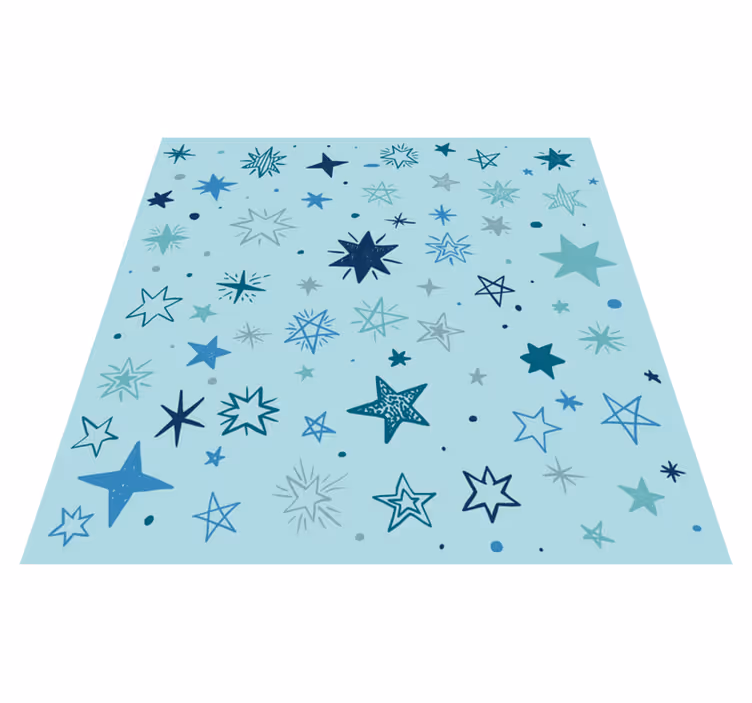 Alfombra vinílica de estrellas patrón de noche azul - TenVinilo