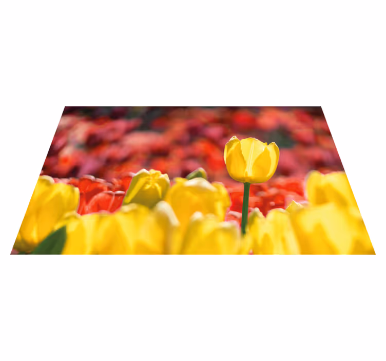Alfombra vinílica flores ramos de tulipanes amarillos - TenVinilo