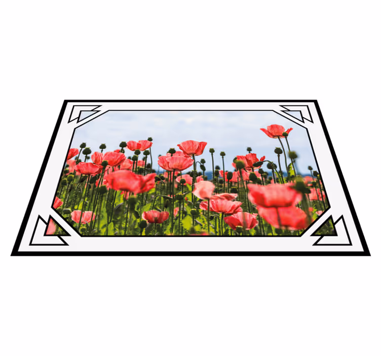 Alfombra vinílica flores campo de amapolas colorido - TenVinilo