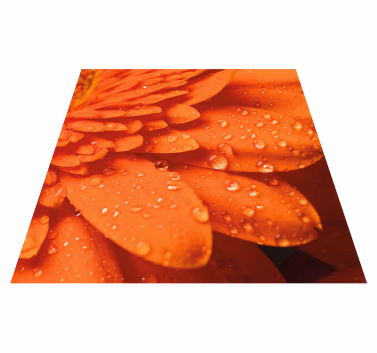Alfombra vinílica flores pétalos de color naranja brillante - TenVinilo