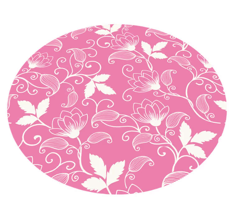 Alfombra vinílica flores Flores con fondo rosa - TenVinilo