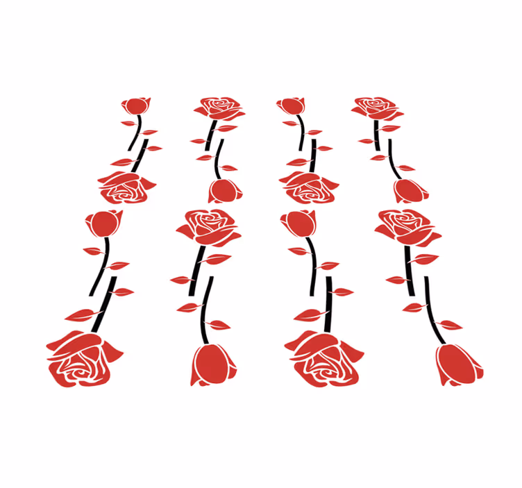Alfombra vinílica flores patrones de rosas rojas - TenVinilo