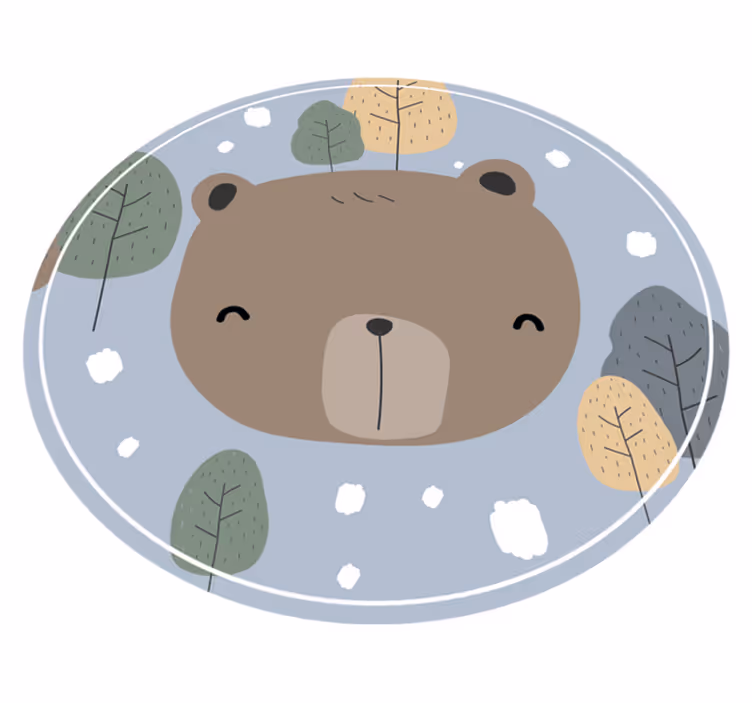 Alfombra de vinilo infantil cara de oso feliz - TenVinilo
