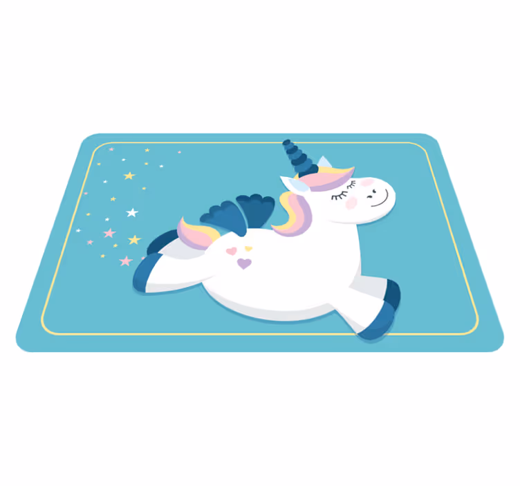 Alfombra de vinilo infantil lindo unicornio al galope - TenVinilo