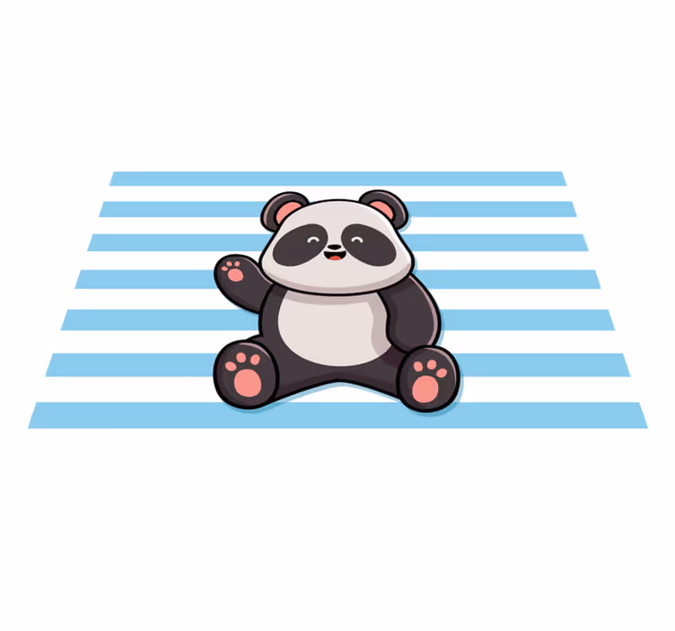 Alfombra de vinilo infantil diseño de panda juguetón - TenVinilo