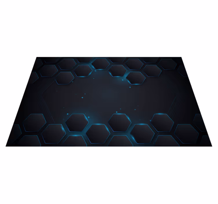 Alfombra de vinilo geométrica diseño hexagonal azul - TenVinilo