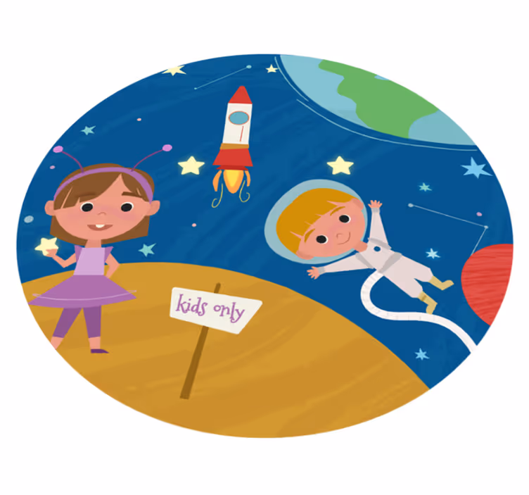 Alfombra vinílica de juegos infantil aventura espacial - TenVinilo