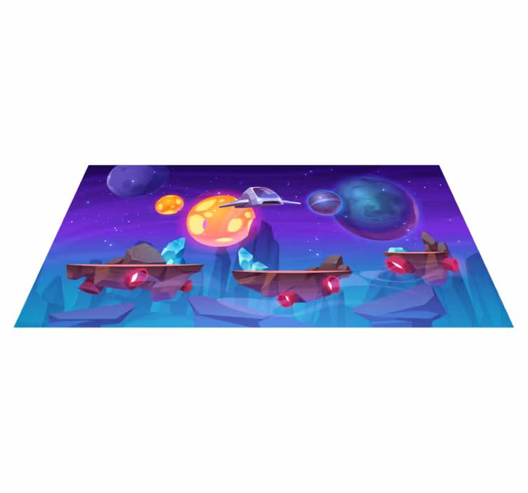 Alfombra vinílica de estrellas Transbordador espacial de dibujos  - TenVinilo