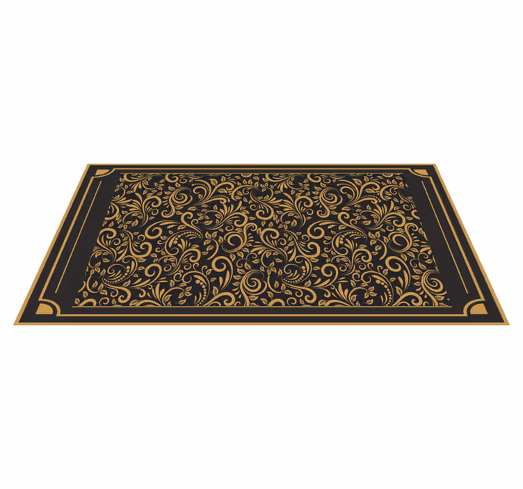 Alfombra vinílica pasillo follaje elegante y dorado - TenVinilo