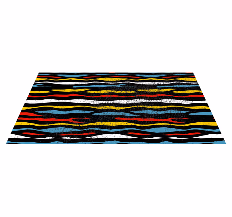 Alfombra vinílica rayas diseño ondulado colorido - TenVinilo