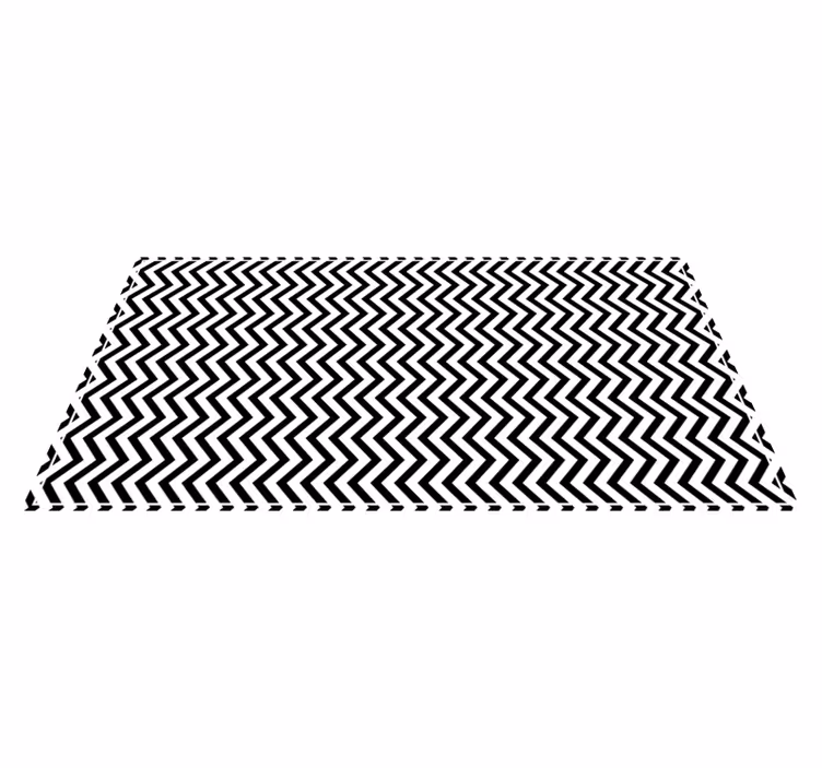 Alfombra de vinilo geométrica chevron blanco y negro - TenVinilo