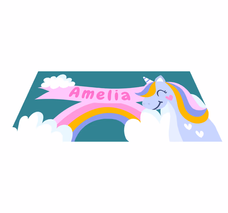 Alfombra vinílica infantil disfraz de unicornio arcoíris - TenVinilo