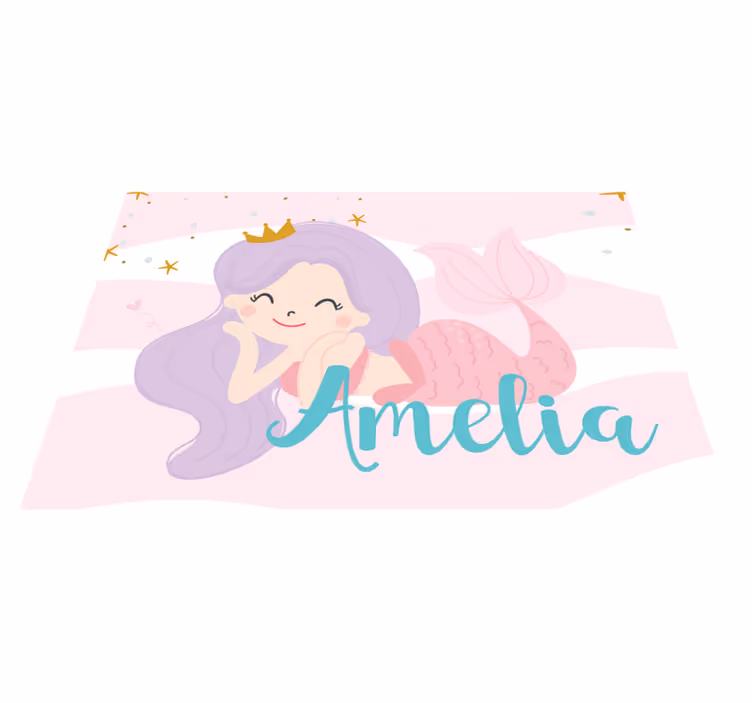 Alfombra vinílica infantil princesa sirena con nombre - TenVinilo