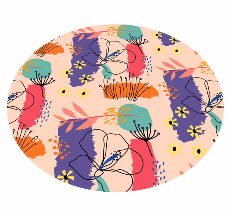 Alfombra vinílica flores Flores abstractas pintadas a mano - TenVinilo