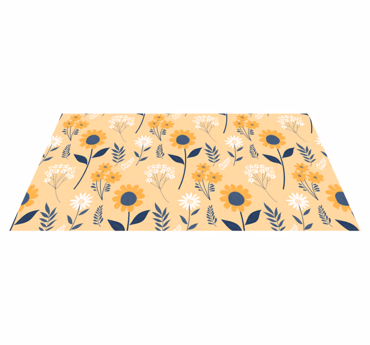 Alfombra vinilo rectangular Patrón de girasoles dibujados a mano - TenVinilo