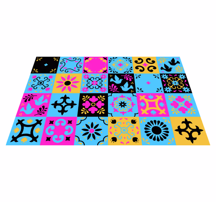 Alfombra vinílica mosaico diseño colorido - TenVinilo
