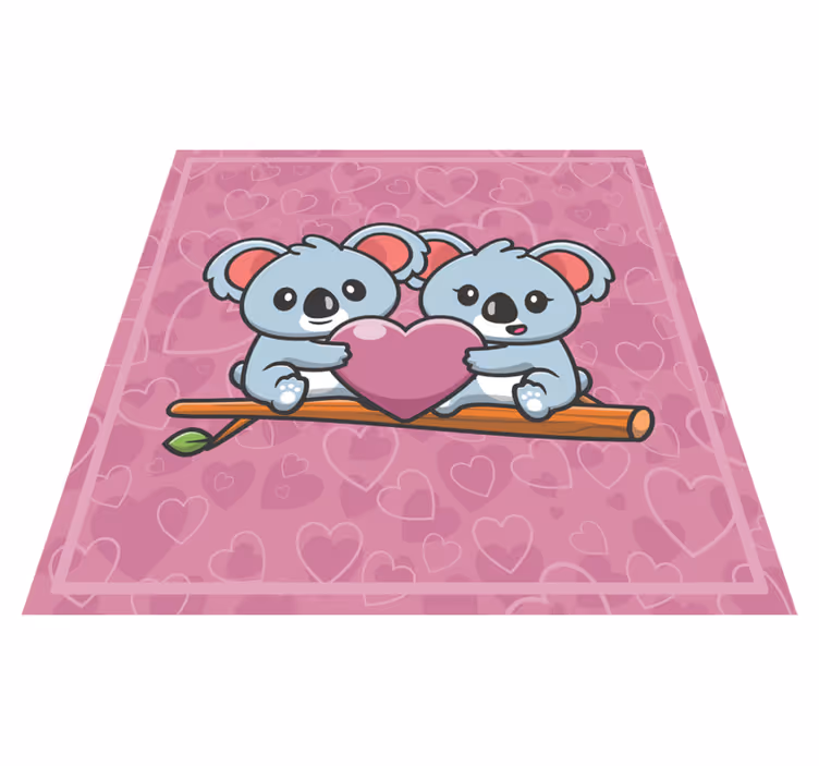 Alfombra de vinilo infantil corazón de amor de koala - TenVinilo