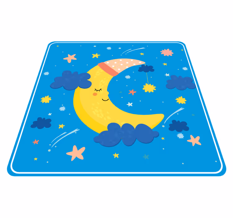 Alfombra vinílica de estrellas luna sonriente - TenVinilo