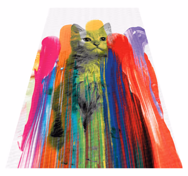 Alfombras vinílicas modernas retrato de gato colorido - TenVinilo