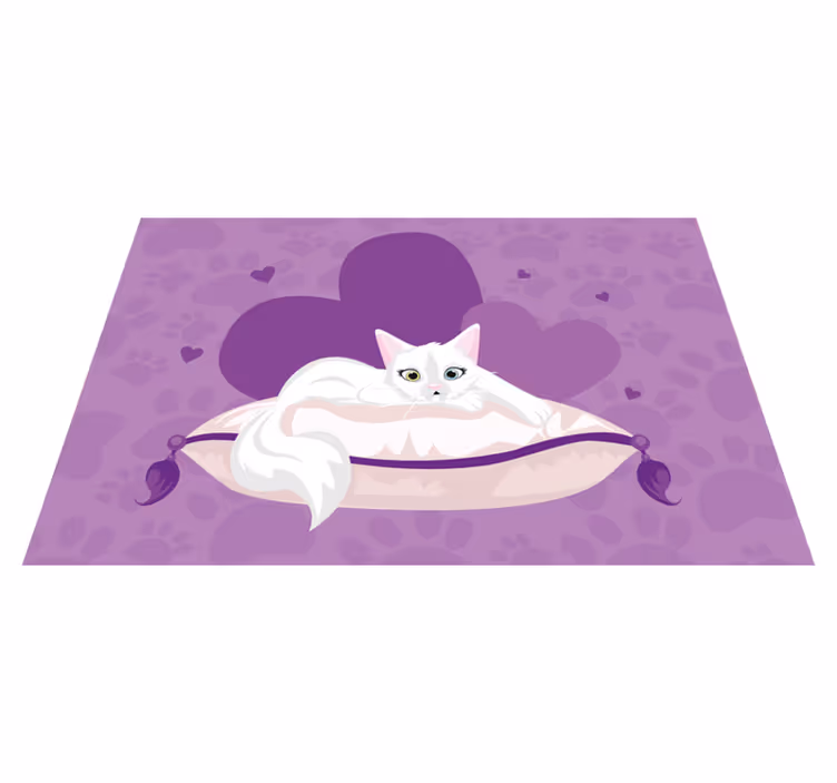 Alfombra vinílica animales cojín de gato dulce - TenVinilo