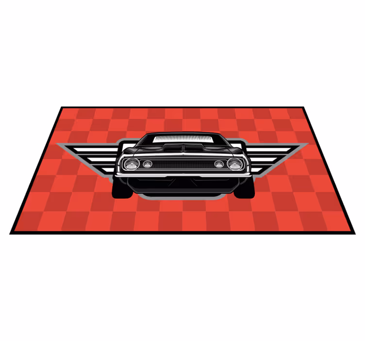 Alfombra vinílica infantil muscle car a cuadros - TenVinilo