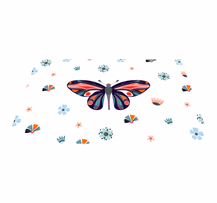 Alfombra vinílica animales ilustración vibrante de mariposa - TenVinilo