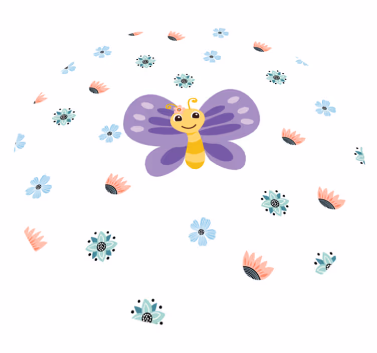 Alfombra de vinilo infantil diseño de mariposa morada - TenVinilo