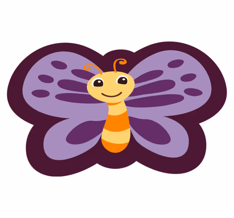 Alfombra de vinilo infantil motivo de mariposa sonriente - TenVinilo