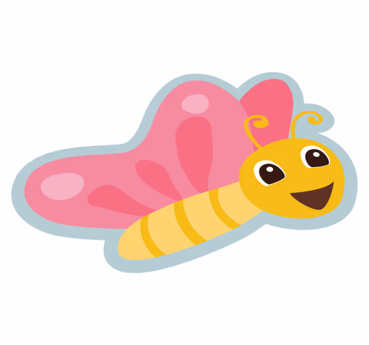 Alfombra de vinilo infantil personaje de mariposa colorida - TenVinilo
