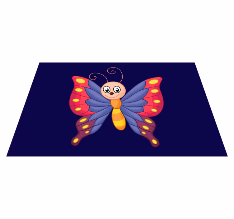 Alfombra de vinilo infantil mariposa feliz volando - TenVinilo