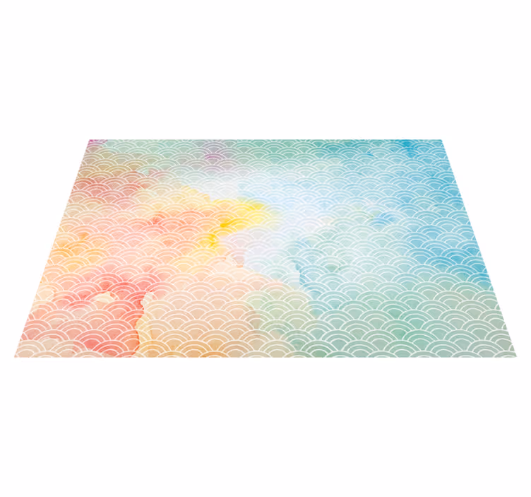 Alfombra de vinilo geométrica motivo de ondas pastel - TenVinilo