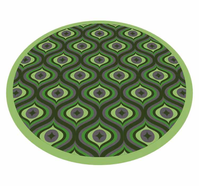 Alfombra vinílica redonda intrincadas ondas verdes - TenVinilo