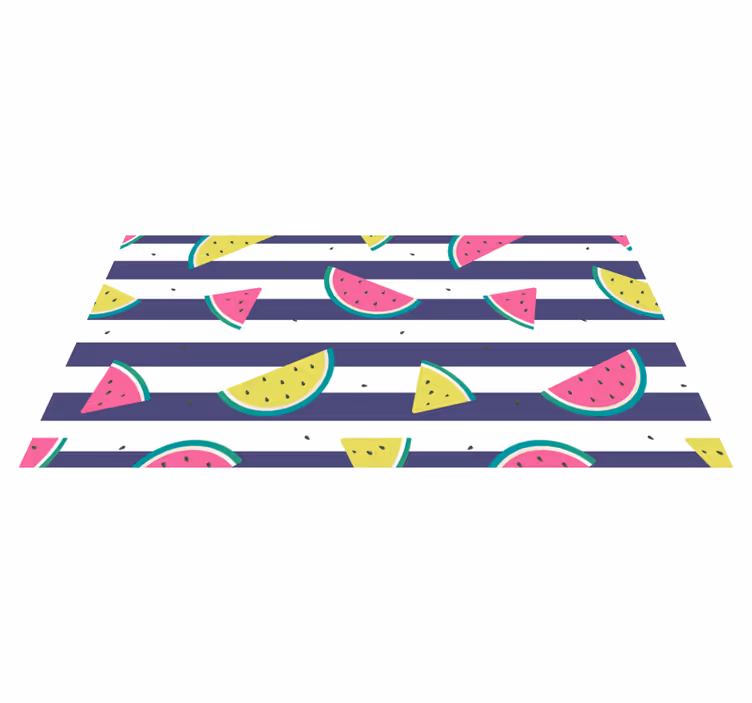 Alfombra vinílica cocina patrón de sandía colorida - TenVinilo