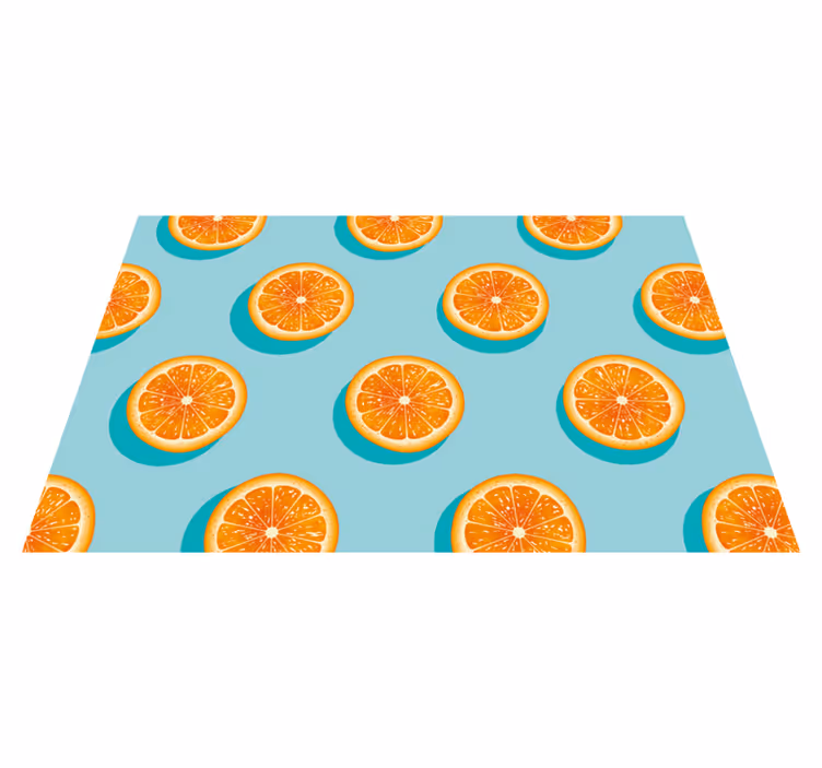 Alfombra vinilo cocina Detalle de rodajas de patrón naranja - TenVinilo