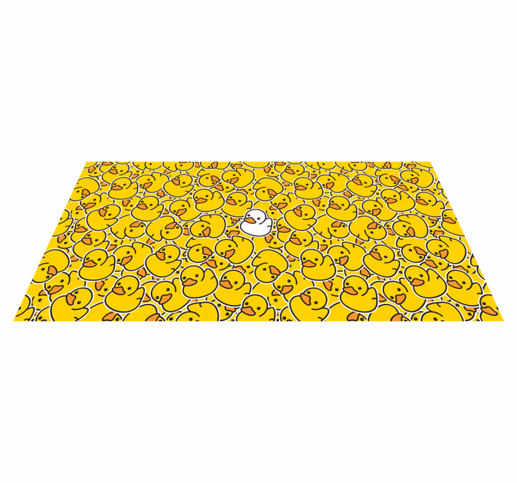 Alfombra vinílica animales pato blanco con patrón amarillo - TenVinilo
