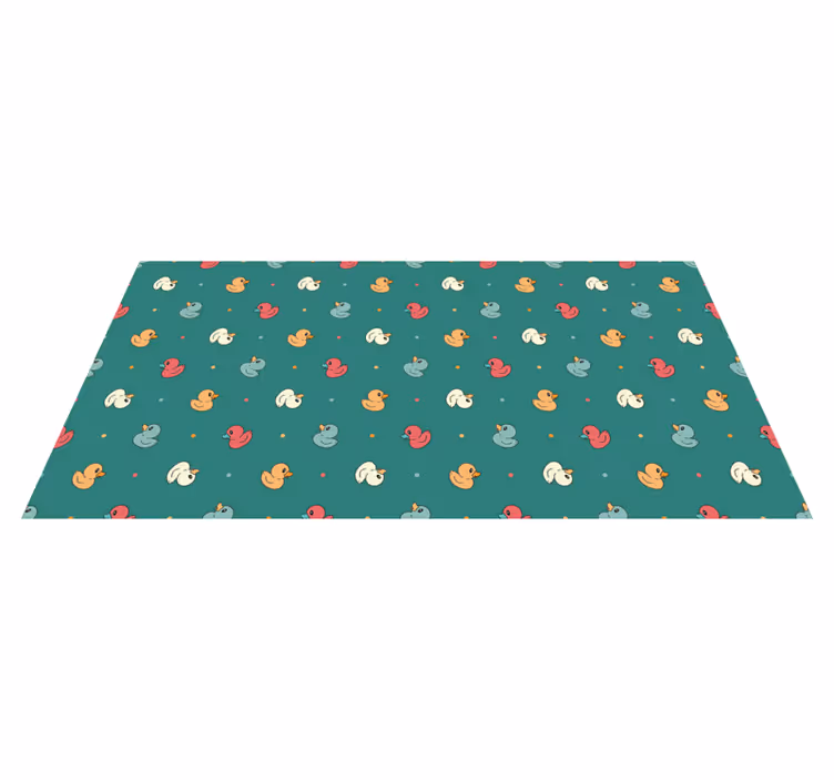 Alfombra de vinilo infantil patrón de patitos coloridos - TenVinilo