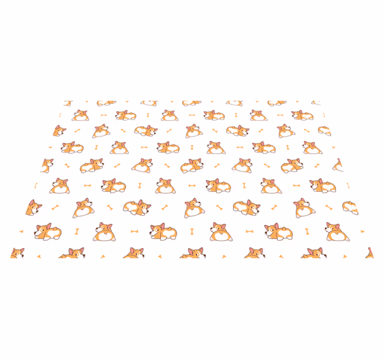 Alfombra de vinilo infantil lindos personajes de corgi - TenVinilo
