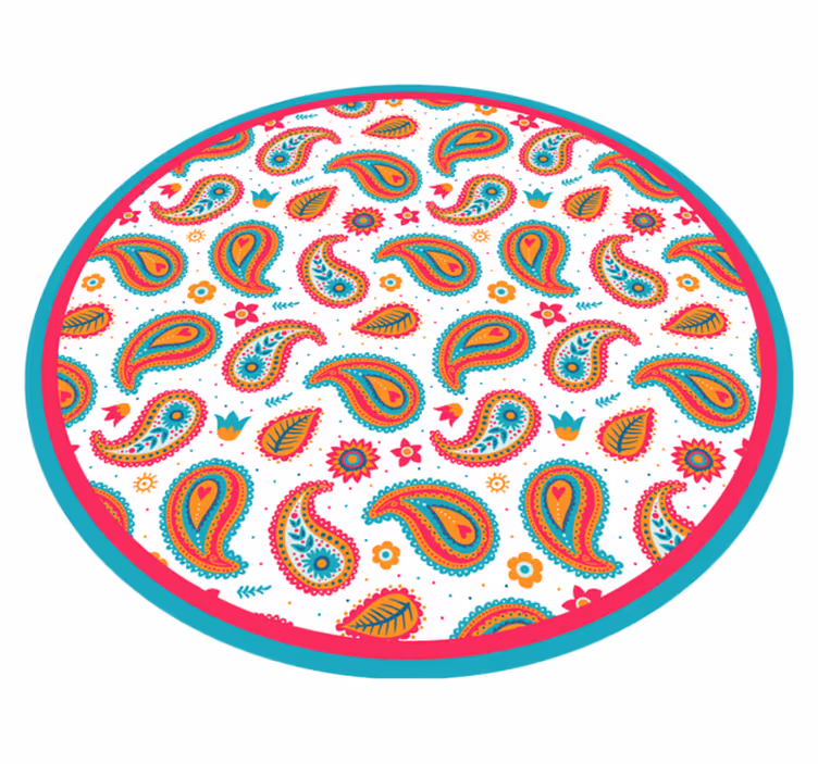 Alfombra vinílica étnica vibrante motivo paisley - TenVinilo