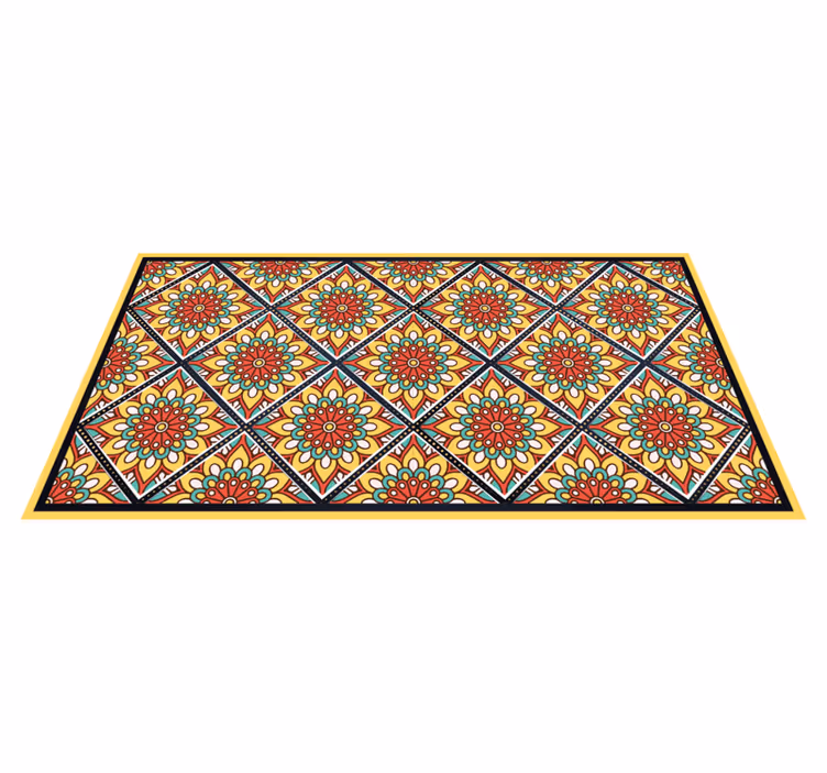 Alfombra vinílica hidráulica motivos geométricos coloridos - TenVinilo