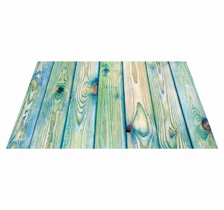 Alfombra vinílica textura madera efecto de tablón verde - TenVinilo