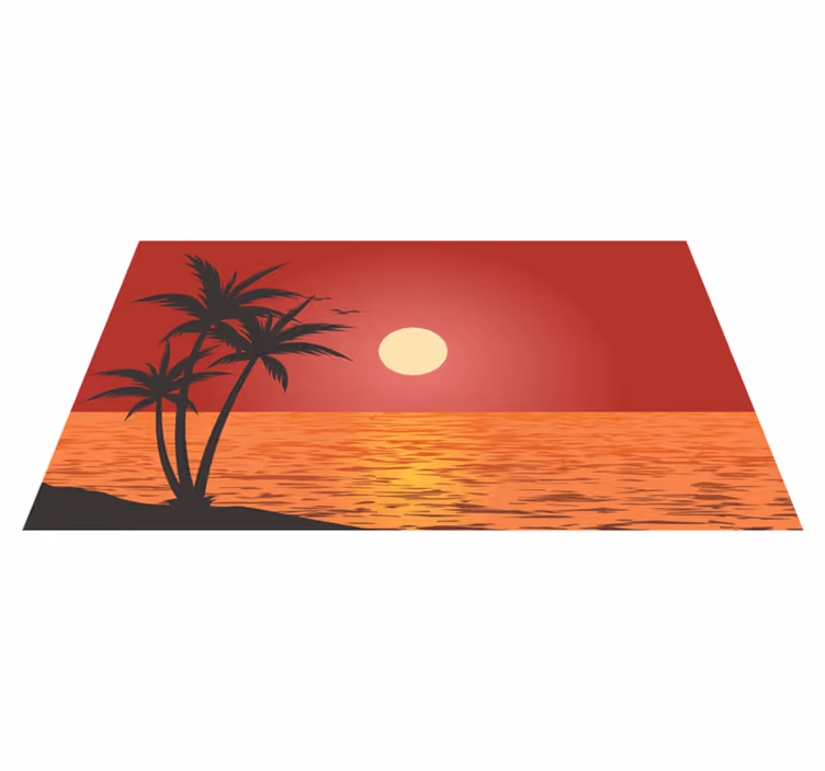 Alfombra vinílica naturaleza paisaje de atardecer tropical - TenVinilo