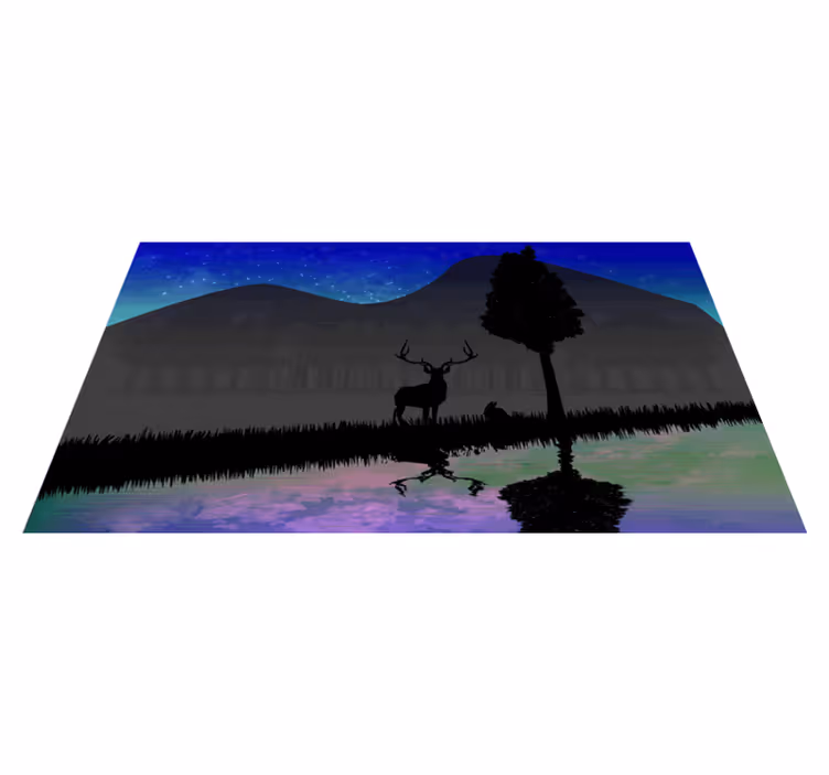 Alfombra vinílica naturaleza vista panorámica de silueta - TenVinilo
