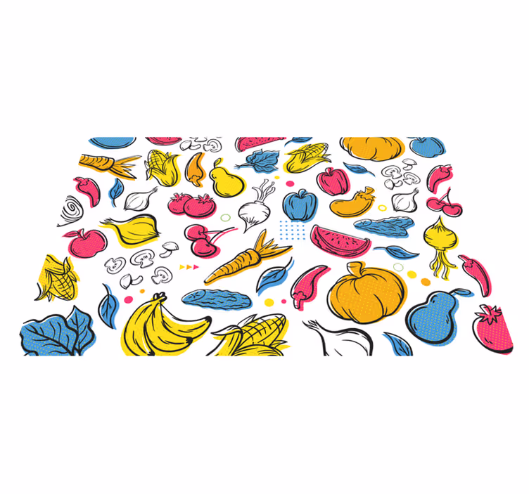 Alfombra vinílica cocina ilustración de fruta vibrante - TenVinilo