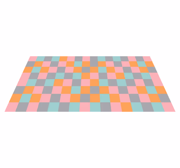 Alfombra de vinilo geométrica tablero de ajedrez colorido - TenVinilo