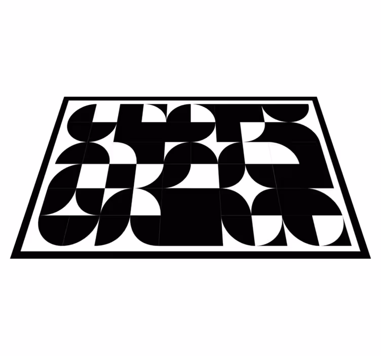 Alfombra de vinilo geométrica formas negras curvas - TenVinilo