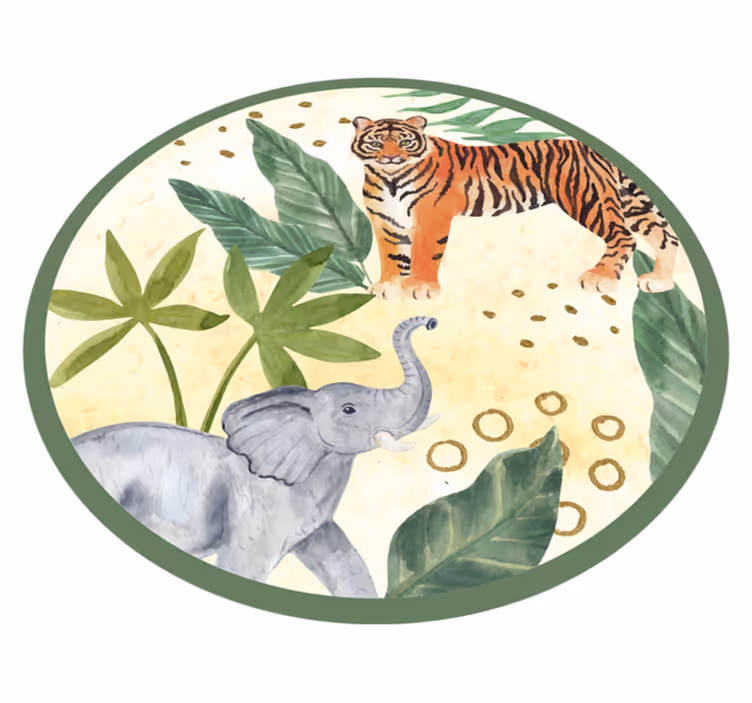 Alfombra vinílica animales escena de vida silvestre tropical - TenVinilo