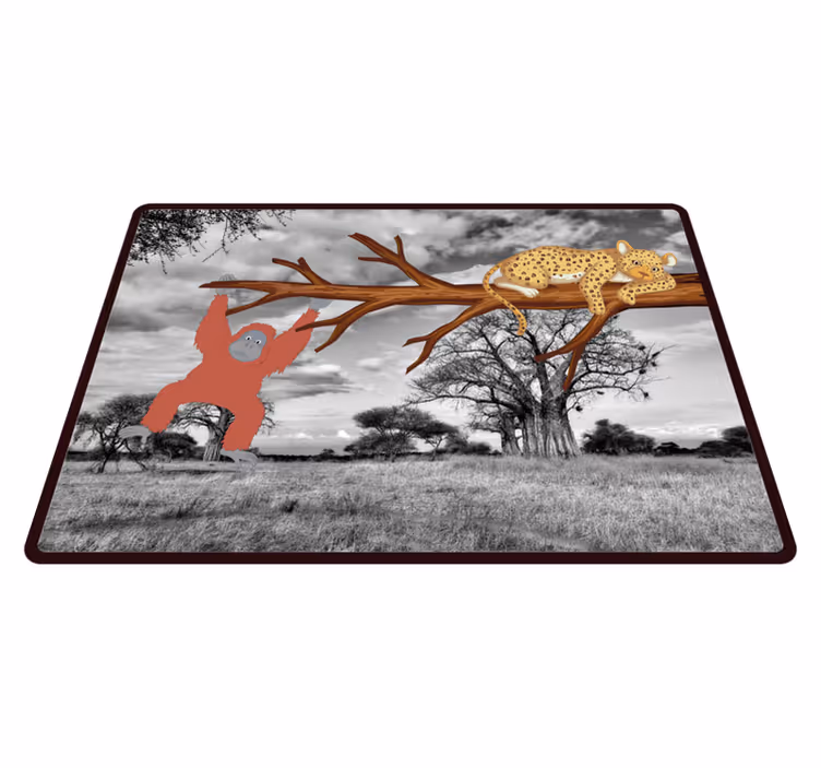Alfombra vinílica animales criaturas de la jungla juguetonas - TenVinilo