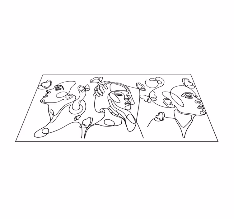 Alfombras vinílicas modernas delinear caras de arte - TenVinilo