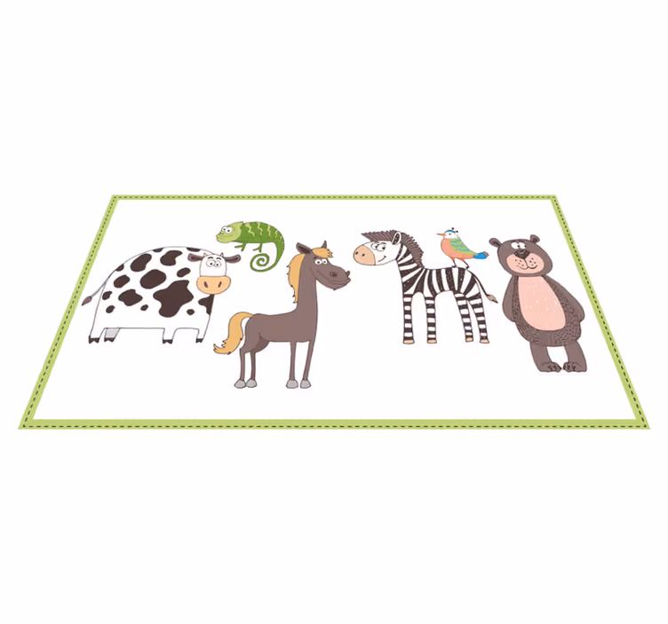Alfombra de vinilo infantil lindos amigos animales - TenVinilo