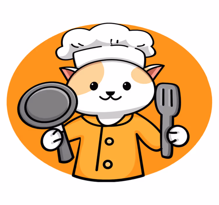 Alfombra vinílica cocina gato chef naranja - TenVinilo